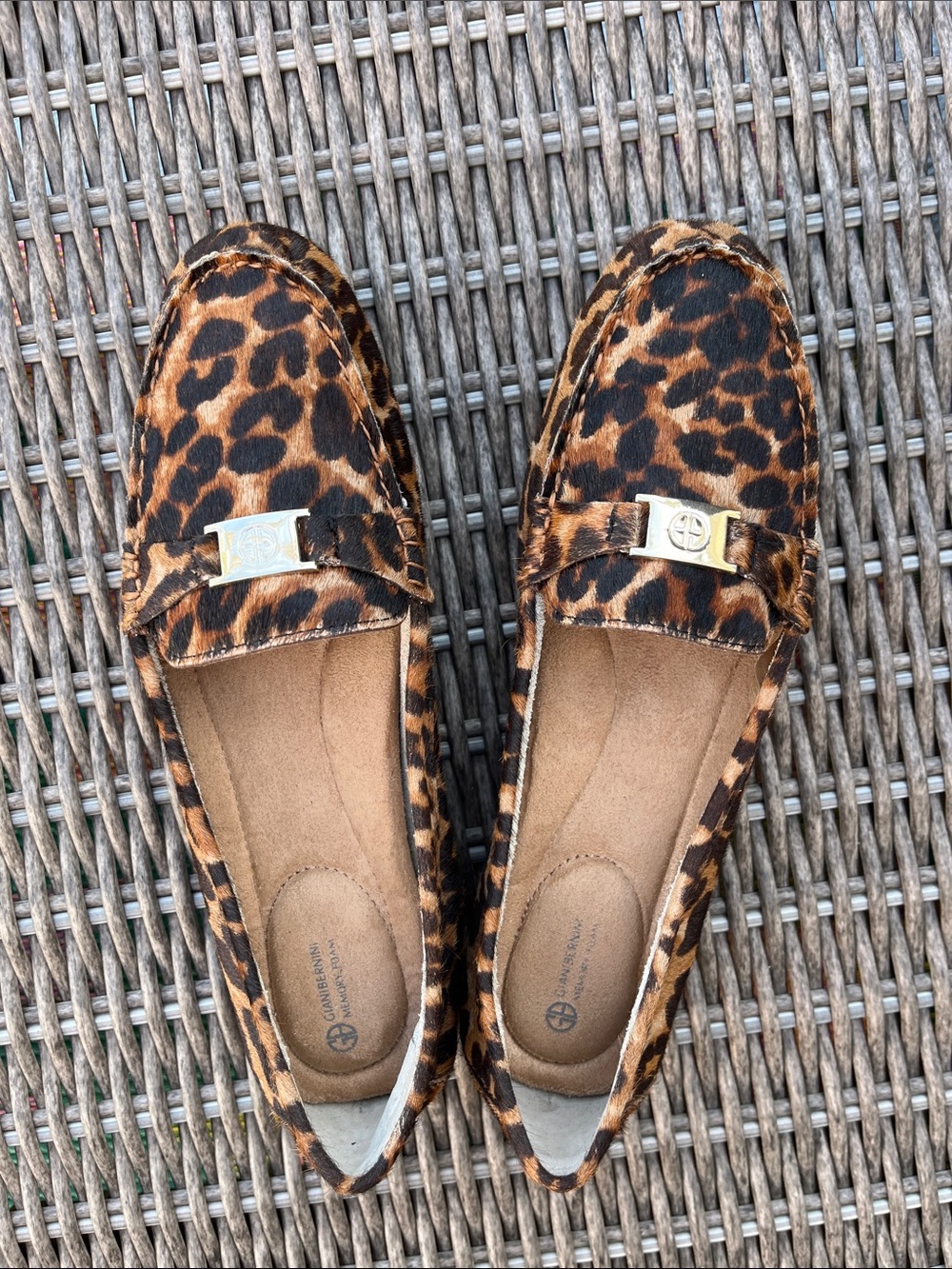 Giani Bernini Leopard Print Calf Hair Loafers Moccasins Flats 9.5